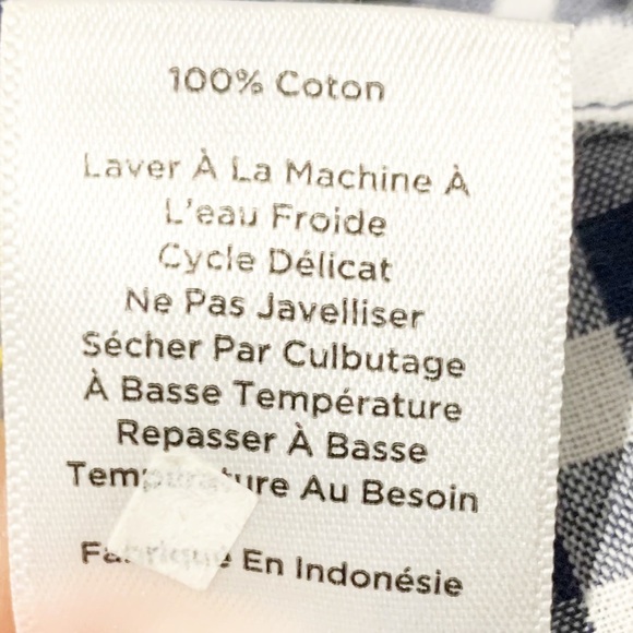 Talbots Petites Gingham Peasant Style Blouse with Tiered Bell Sleeves Embroidery - Picture 10 of 12